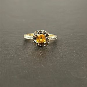 Solid 10k Topaz and Diamond Ring